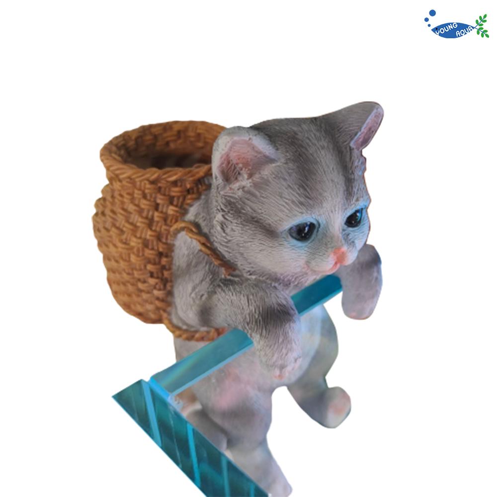 영아쿠아 바구니 고양이 트레이 수조 장식 회색 줄무늬